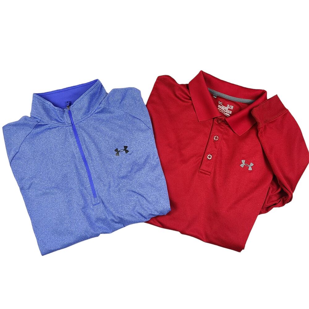Mens Under Armour Nike XL Polo Pullover Golf Blue Red